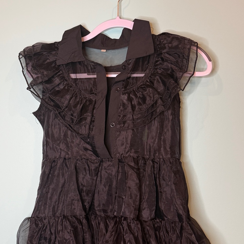 Wednesday Adams Costume Dress Elegant Black Ruffled Dress girls size 9/10 - Picture 2 of 6